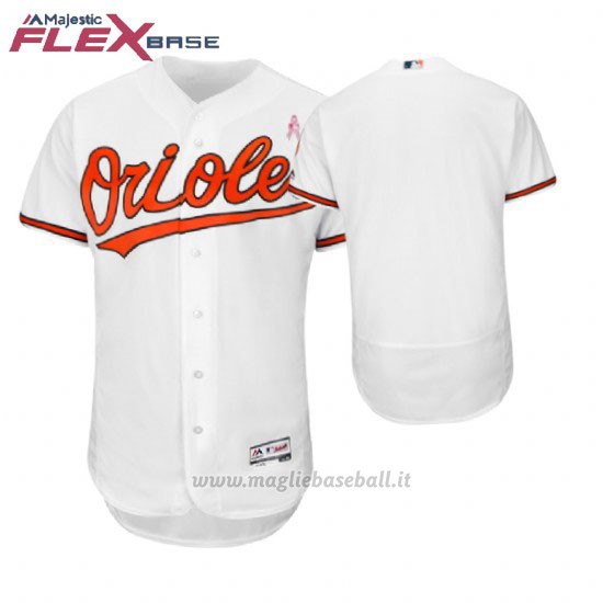 Maglia Baseball Uomo Baltimore Orioles Bianco 2018 Dia de la Madre Flex Base